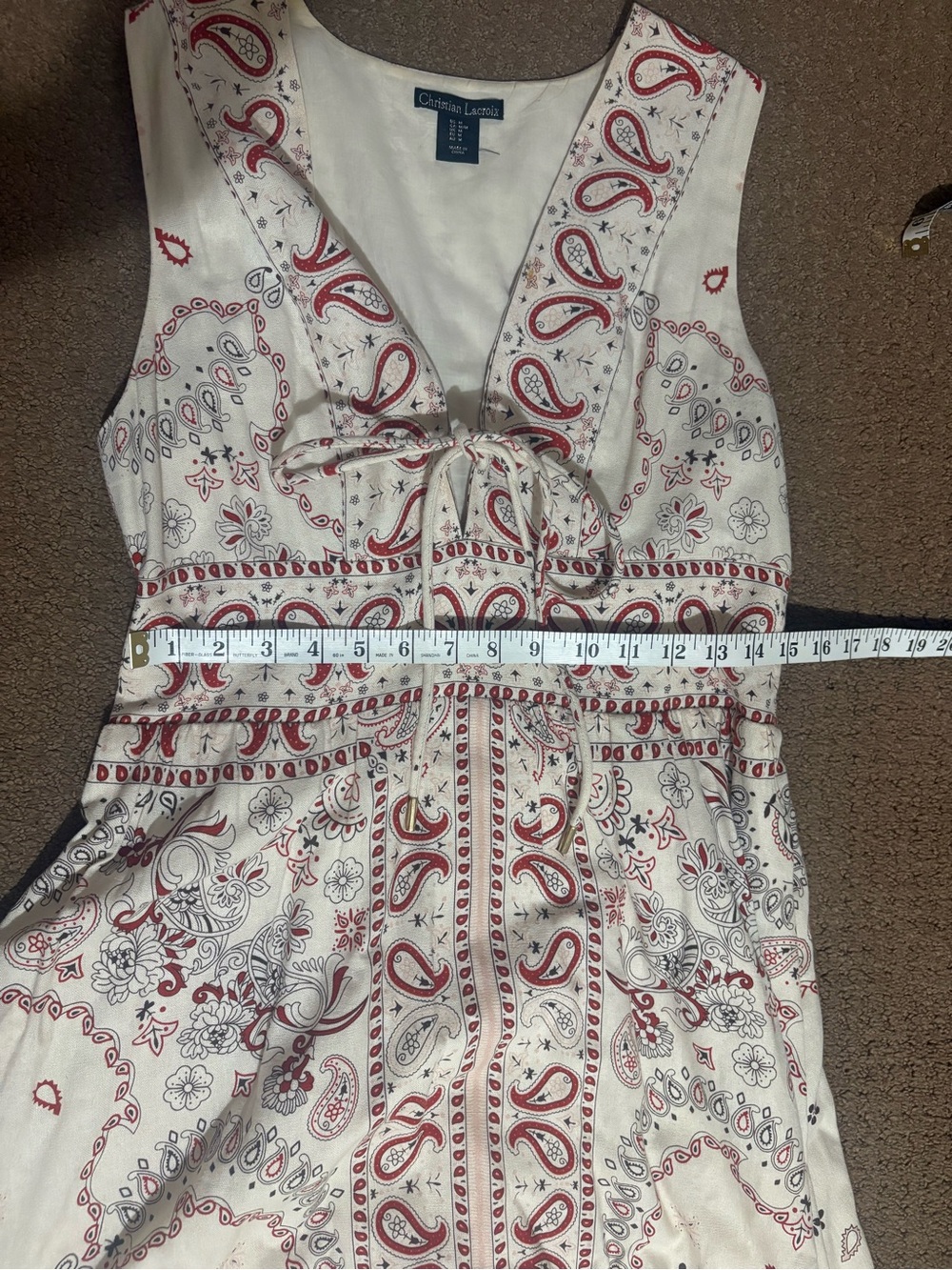 Christian Lacroix Cream Maxi Dress with Burgundy and Gray Paisley Print - Picture 9 of 9